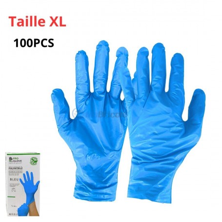 Lot de gants de protection jetables en polynitrile bleu 100 pièces taille XL | Protection des mains | MaBricole Algérie