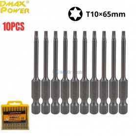 طقم 10 مفكات توركس من نوع تي 10 بطول 65 مم مع رأس مغناطيسي ديماكس باور