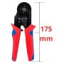 Pince à sertir auto-ajustable avec poignées rouges et bleues, longueur de 175 mm