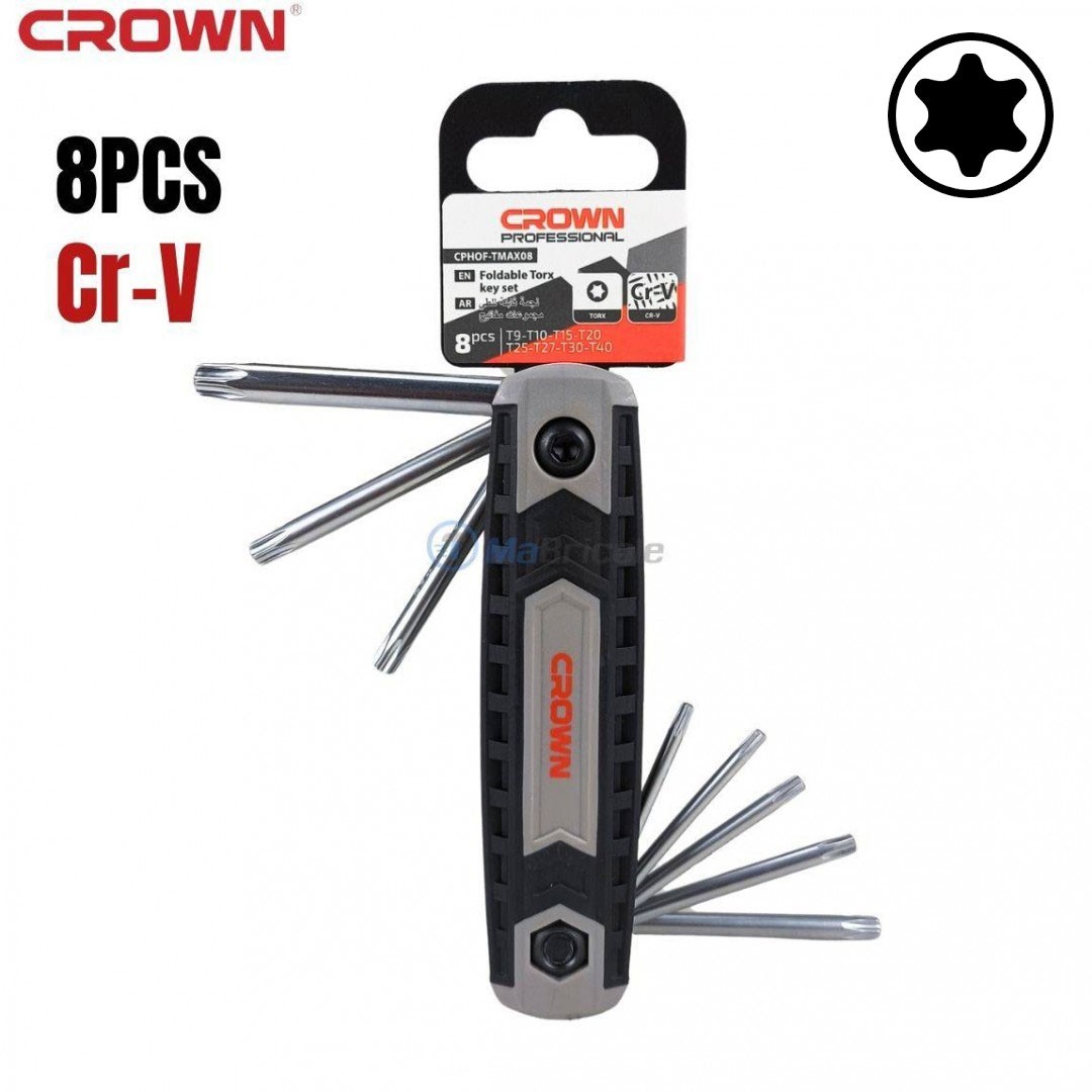 Clé étoile, Jeu de clés Torx T9-T40 enchrome-vanadium (Cr-V) 8PCS CROWN ...