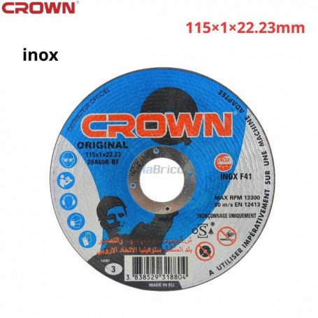 MaBricole | CROWN | Pour meuleuse | Disque à couper inox 115mm CROWN | 20A60R-BF