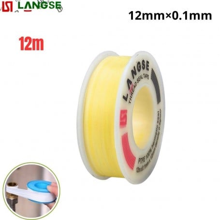 MaBricole | LANGSE | Plomberie et chauffage | Téflon pour plomberie, ruban d'étanchéité pour la réparation des tuyaux 12m×12mm×0.1mm LANGSE