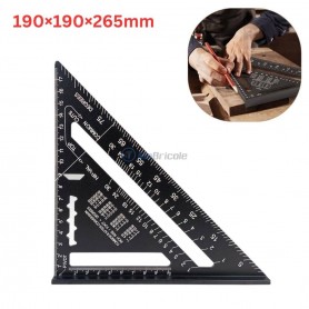 كوس قياس من الألمنيوم لـأعمال النجارة 190×190×265مم أسود