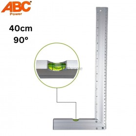 زاوية قياس 40سم بزاوية 90° من الألومنيوم مع مستوى فقاعة مدمج أبي سي باور