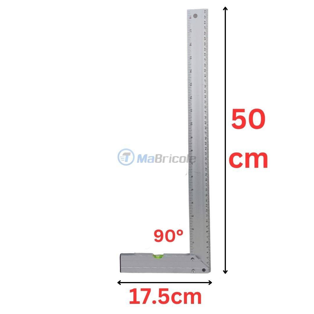 Équerre de mesure 50cm à 90° en aluminium avec niveau à bulle intégré ...