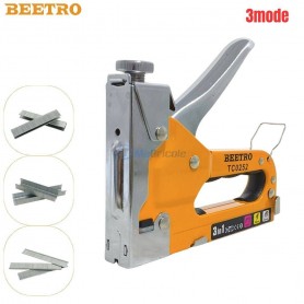 مُثَبِّت، مسدس تدبيس يدوي 3 أوضاع (مسمار براد/إسطبل دائري/تاج ضيق) مع مجموعة دبابيس بيترو | TC0252