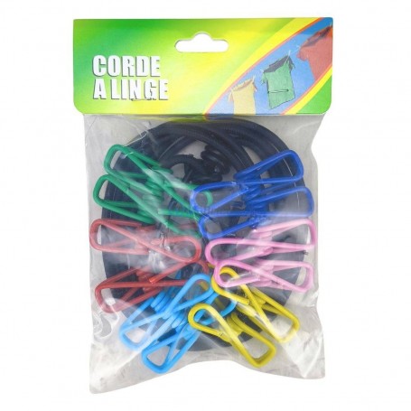 Lot De 2 Cordes à Linge De Camping Extensibles - Avec 12 Pinces, Longueur 185 Cm, Portable Pour Voyage, Camping - 2
