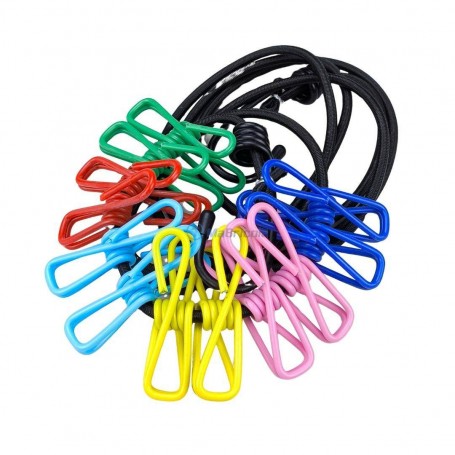 Corde à Linge Rétractable Portable - Avec 12 Pinces - 1,8 M, Idéale Voyage Et Camping - 11