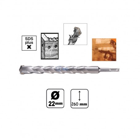 مثقاب خرسانة 22 × 260 مم-400غ SDS تاكتيكس | للمثقاب و الحفار المطرقي | مابريكول الجزائر