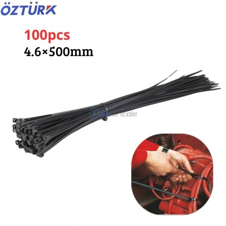 MaBricole | OZTURK | Outils de serrage | Collier de serrage en plastique 4.6x500mm NOIR 100 Pcs OZTURK | 100-CP4.6500-N