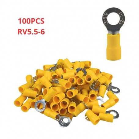 MaBricole | | Accessoires d'électricité | Lot de 100 cosses à sertir rondes pour câble électrique - RV5.5-6