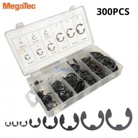 مجموعة 300 قطعة من حلقات التثبيت من النوع E بأحجام مختلفة (3-4-5-6-9-12-15-19-22) مع علبة ميڨاتك | FH-819