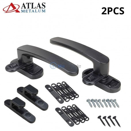 MaBricole | ATLAS METALUM | Poignées et crémones | Deux poignées de verrouillage à droite et gauche pour portes et fenêtres en aluminium NOIR ATLAS METALUM
