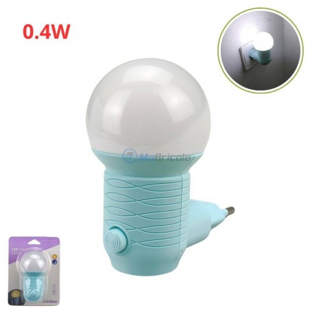 MaBricole | | Lampe portative | Mini veilleuse LED de 0,4 W et 0,02 couleur bleu clair en forme de sphère équipée d’un bouton ON/OFF