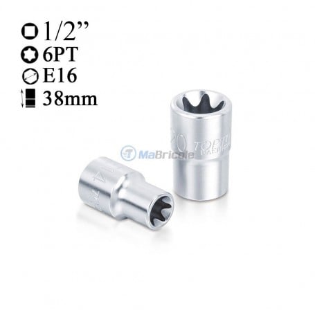 MaBricole | TOPTUL | Clé et douille | Douilles étoile CR-V Satin 1/2" E16 x 38mm TOPTUL | BAED1616