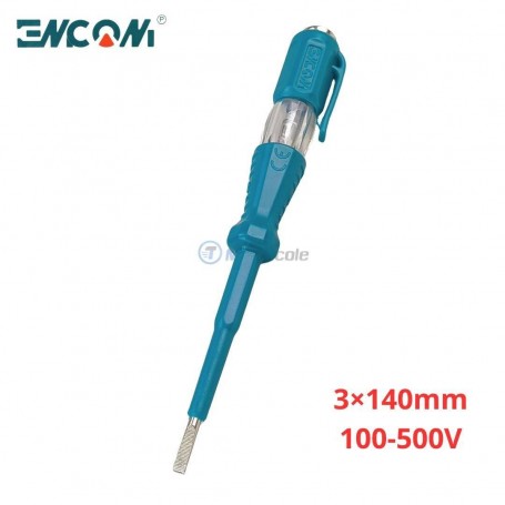 MaBricole | ENCOM | Tournevis | Tournevis testeur Plat (-) AC 100-500V 3x140mm ENCOM | GD1014