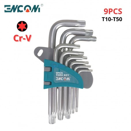 MaBricole | ENCOM | Clé et douille | Clé étoile, Jeu de clés Torx T10-T50 en chrom-vanadium-(Cr-V) 9PCS ENCOM | AE1001