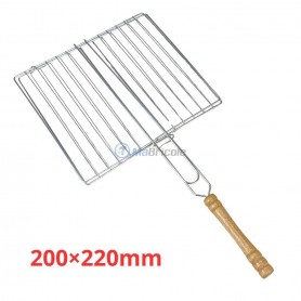 شواية باربكيو مربعة 220×200مم مم الطول الإجمالي 410 مم بمقبض خشبي