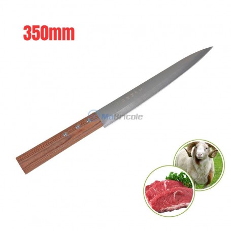 سكين من الفولاذ المقاوم للصدأ بمقبض خشبي طراز ياباني بطول 350 ملم