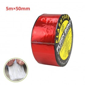 شريط ذاتي اللصق مقاوم للماء من رقائق الألومنيوم 5م ×50مم باللون الأحمر