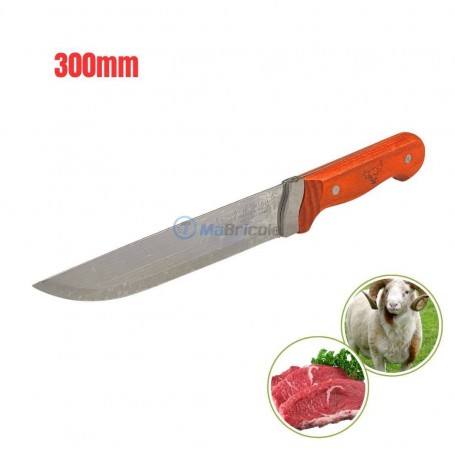 MaBricole | | Outils de découpe | Couteau en acier inoxydable avec manche en bois maron longueur 300 mm