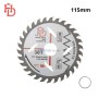 Disque de coupe circulaire 115mm pour bois avec 30 dents au carbure de tungstène, accompagné d'une bague d'adaptation.