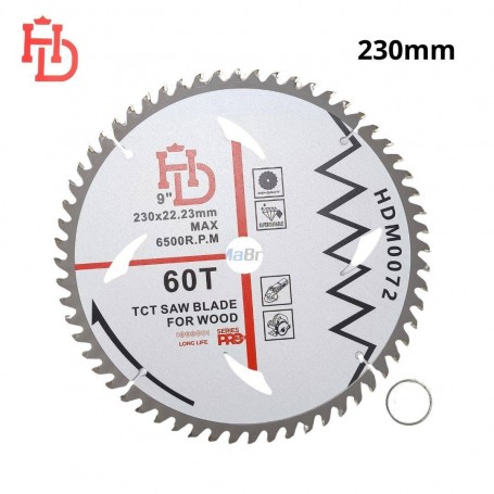 Disque de coupe circulaire pour bois de 230 mm avec 60 dents en carbure de tungstène