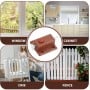Verrou coulissant à ressort en plastique marron, illustrations d'utilisation sur fenêtre, armoire, lit bébé, et clôture