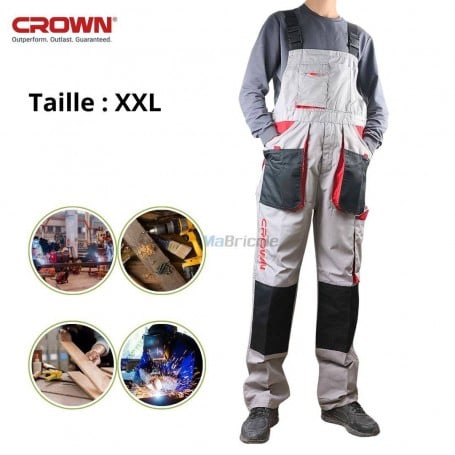 MaBricole | | Protection du corps | Salopette de travail avec 9 poches composée de 80 % polyester et 20 % coton taille XXL CROWN