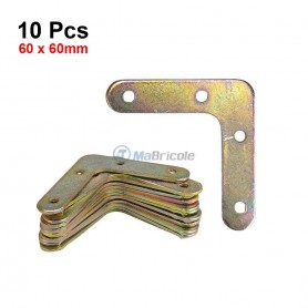مجموعة من 10 دعامة جانبية مسطحة على شكل حرف L بأبعاد 60 × 60 مم