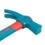 Marteau arrache-clous avec poignée ergonomique rouge et bleu, tête bleue avec surface de frappe texturée