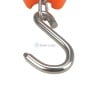 Crochet métallique d'un pèse-bagages électronique avec partie supérieure orange.