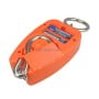 Pèse-bagages électronique orange avec crochet métal et compartiment pour piles visible