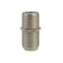 Connecteur coaxial mâle-mâle métallique avec filetage pour câbles coaxiaux.
