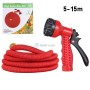 Tuyau d'arrosage extensible rouge avec pistolet de pulvérisation ajustable et raccord en aluminium
