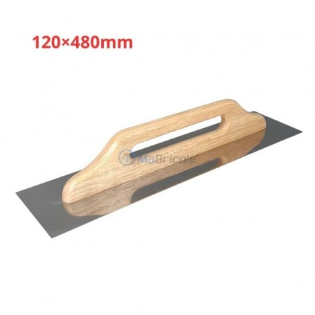 Truelle à plâtrer avec lame métallique et poignée en bois, dimensions 120 x 480 mm