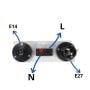 MaBricole | | Accessoires d'électricité | Planche de test multi-supports et bornes E14 / E27 avec connexions N et L pour ampoules et appareils électriques