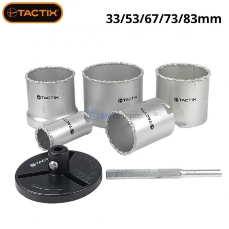MaBricole | TACTIX | Pour perceuse et visseuse | jeu de scie à cloche pour béton 33-83mm 7 pièces TACTIX | 440537