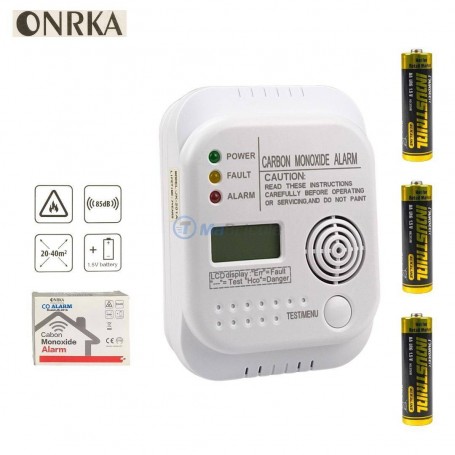 MaBricole | ONRKA | Mesure et contrôle | Détecteur de monoxyde de carbone pour 20/40 m² – Alarme 85 dB ONRKA | JK-201A