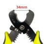 Pince à dénuder avec poignées jaunes et marquage 34 mm sur les mors en acier noir