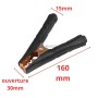 Pince crocodile noire pour batterie, dimensions 160 mm longueur, ouverture 30 mm, diamètre 15 mm