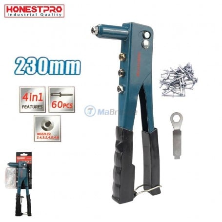 MaBricole | HONESTPRO | Autre outils | Riveteuse manuelle 2.4/3.2/4.0/4.8 mm longueur de 230 mm avec 60 rivets HONESTPRO | YAH0520