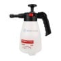 Pulvérisateur à pression avec réservoir blanc translucide, poignée et buse noires, capacité 2 litres.