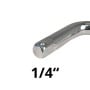 Clé en L métallique, détail de la tête portant une indication 1/4".