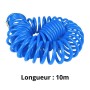 Tuyau spiralé bleu pour air comprimé en polyuréthane, longueur 10 mètres