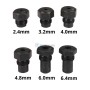 Six adaptateurs de rivet aveugle de différentes tailles, marquées de 2,4 mm à 6,4 mm, en acier noir.