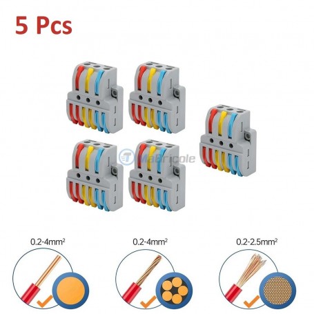 MaBricole | | Accessoires d'électricité | lots de 5 Pcs Connecteurs électriques rapide 3*6pins 32A 0,08-2,5mm Certification CQC | LT-633-5P