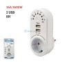 مقبس كهربائي مبرمج بمؤقت من 30 دقيقة إلى 8 ساعات، 16 أمبير 3600 واط، مع منفذين USB 5V 2.1A