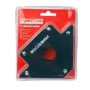 Aimant de soudage noir en forme de V avec trous, emballage transparent et fond rouge avec marquage HONESTPRO