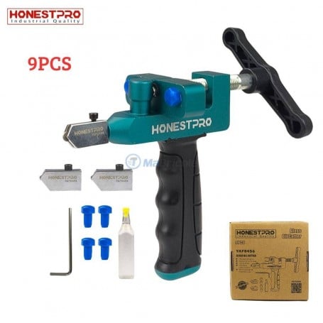 MaBricole | HONESTPRO | Outils de découpe | Kit Coupe-verre avec huile 9Pcs HONESTPRO | YAF0456